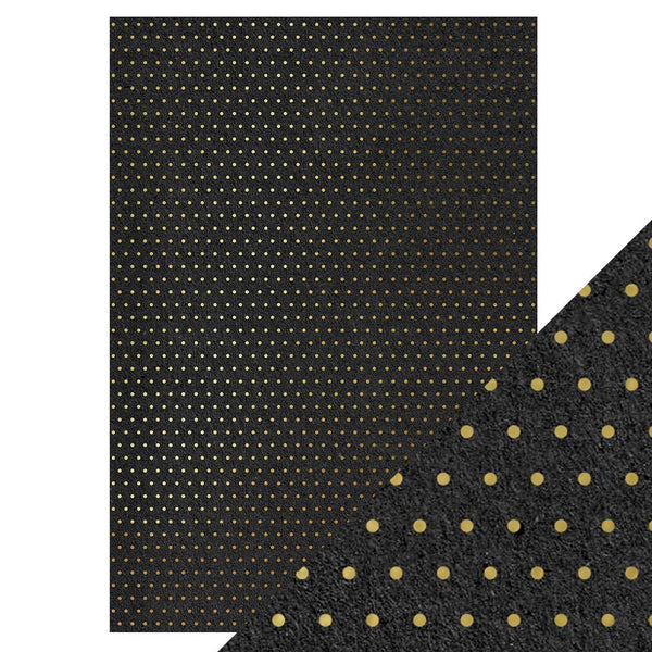 Tonic Studios, Craft Perfect, A4 Foiled Kraft Card, Golden Polkadot, 5/pkg