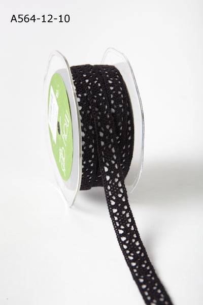 1/2 Inch Adhesive Crochet Ribbon, Black - Scrapbooking Fairies