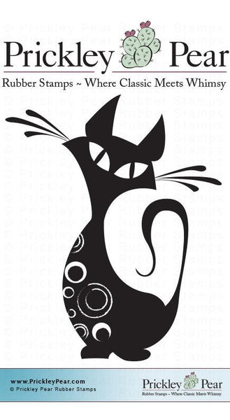 Prickley Pear, Swirly Cat, Small - Red Rubber Stamp - Scrapbooking Fairies