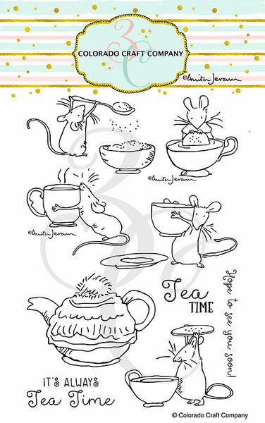 Colorado Craft Company Clear Stamps 4"x6", Tea Time Fun Stamps-By Anita Jeram