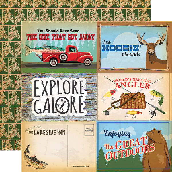 Gone Camping, Double-Sided Cardstock 12"X12" 4"x6" Journaling Cards