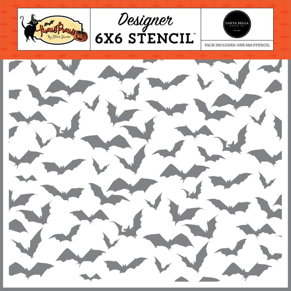 Carta Bella, Hocus Pocus Collection, Stencil 6"X6", Bat Cave