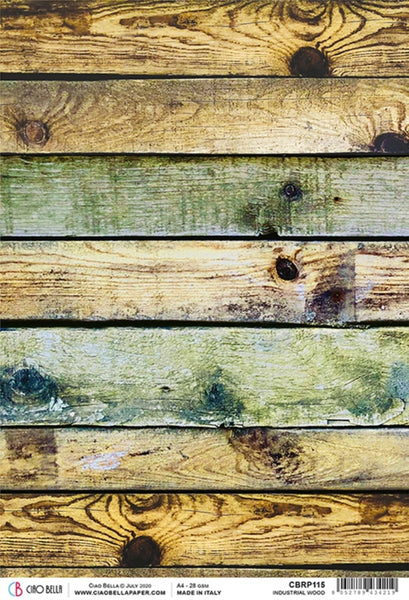 Ciao Bella Rice Paper Sheet A4, Industrial Wood, Modern Times