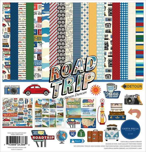 Carta Bella Collection Kit 12"X12", Road Trip
