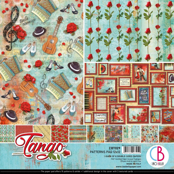 Ciao Bella Double-Sided Paper Pack 90lb 12"X12" 8/Pkg, Tango, 8 Designs/1 Each