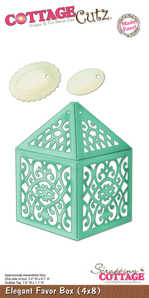 CottageCutz Die, Elegant Favor Box 3.2"X6.7", Tag 1.6x1.1