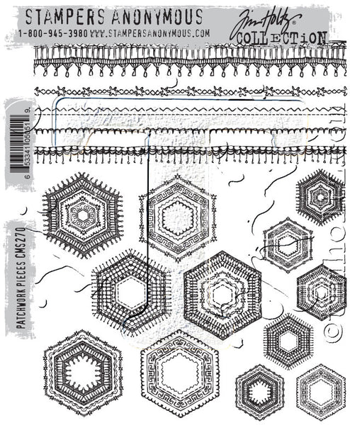 Tim Holtz Cling Stamps 7"X8.5", Patchwork Pieces