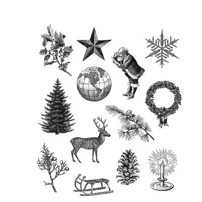 Tim Holtz Cling Stamps 7"X8.5", Holiday Things