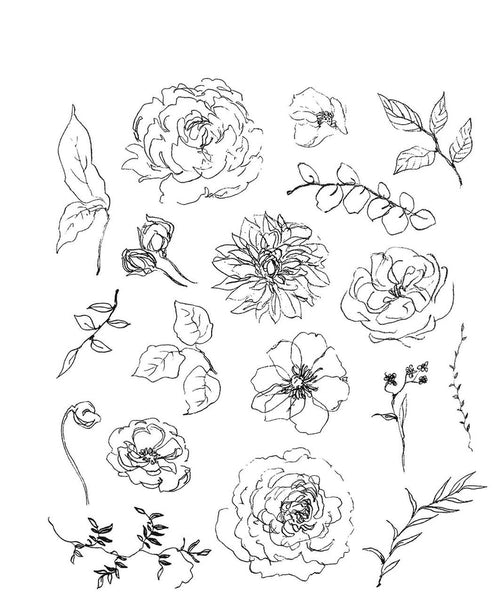 Stampers Anonymous, Tim Holtz Cling Stamps 7"X8.5", Floral Elements