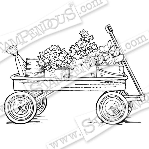 Stampendous, Cling Stamp, Garden Wagon