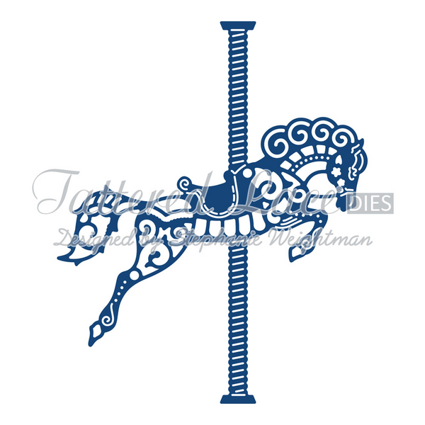 Tattered Lace, Spinning Charm Carnival Horse, Thinlits Dies - Scrapbooking Fairies