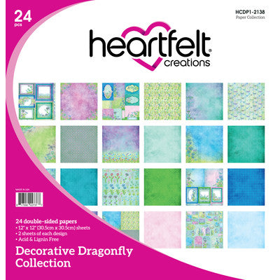 Heartfelt Creations, 12"x12" Paper Collection, Decorative Dragonfly