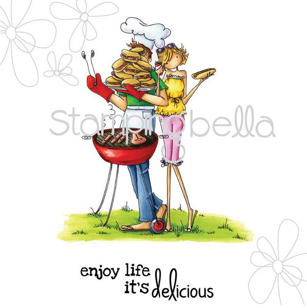 Stampingbella, Cling Stamps, Uptown Couple Bella and Barney Have a Barbecue