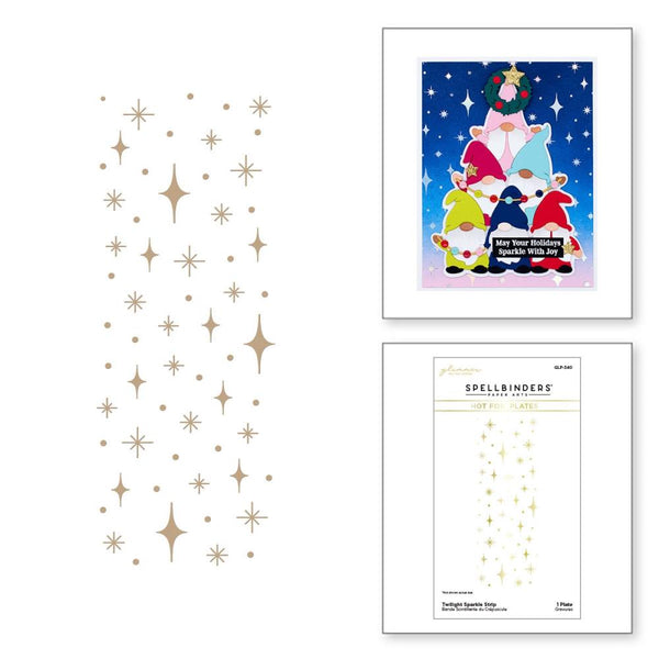 Spellbinders Glimmer Hot Foil Plates, Twilight Sparkle Strip- Gnome For Xmas (GLP-340)