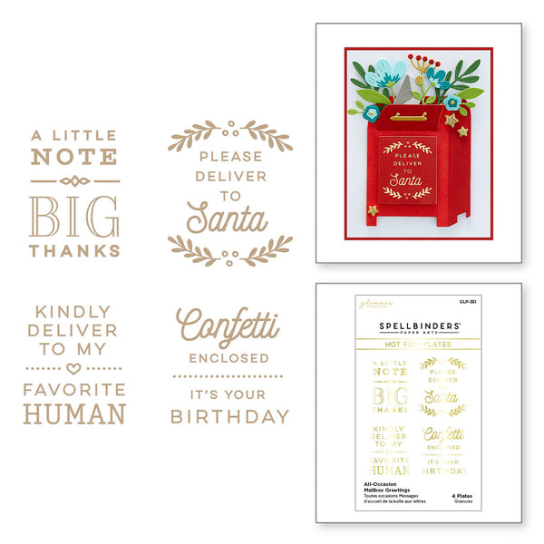 Spellbinders Glimmer Hot Foil Plate From The Parcel & Post Collection, All-Occasion Mailbox Greetings (GLP-351)