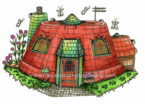 Riley & Company, Rubber Stamps, Mushroom Lane - Short Clay Pot