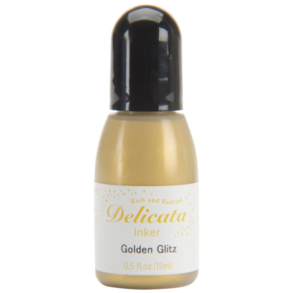 Tsukineko, Delicata Pigment Ink Refill .5oz, Golden Glitz