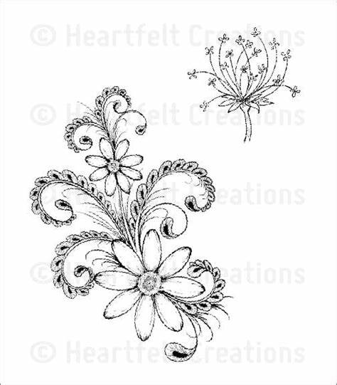 Heartfelt Creations, Peacock Paisley Collection, Cling Stamp Set, Daisy Flourish