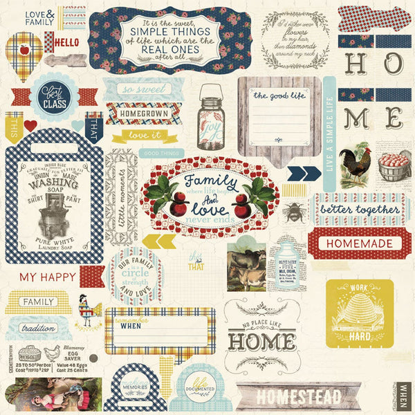 Authentique, 12X12 Details Sticker Sheet, Homestead