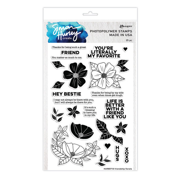 Simon Hurley create. Clear Stamps 6"X9", Friendship Florals
