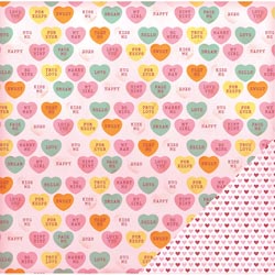 American Crafts Valentine Double-Sided Cardstock 12"X12", Candy Hearts - Scrapbooking Fairies