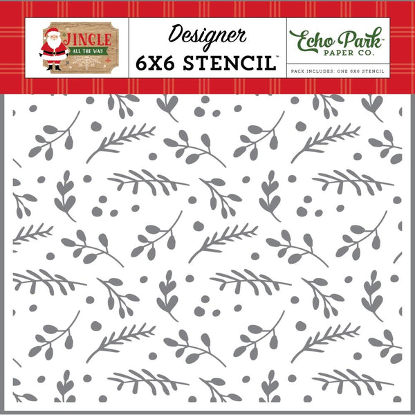 Echo Park, Jingle All The Way Stencil 6"X6", Boughs of Holly