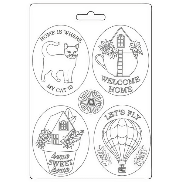 Stamperia Soft Maxi Mould A5, Create Happiness Welcome Home, Plates