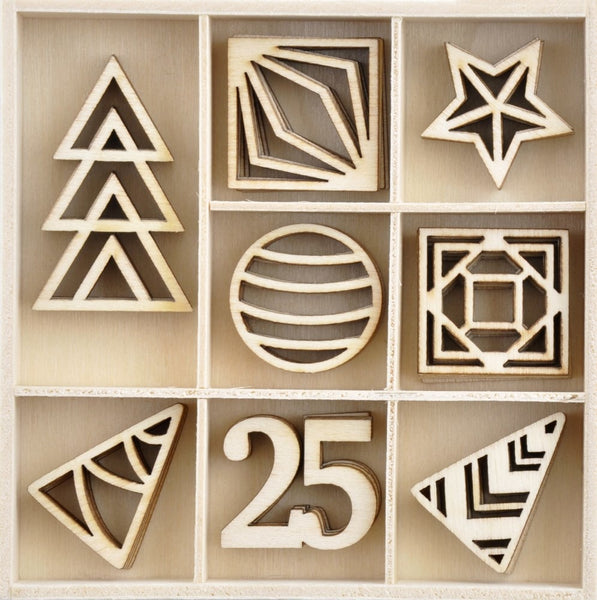 Kaisercraft Wood Mini Themed Embellishments, Starry Night, 40/Pkg