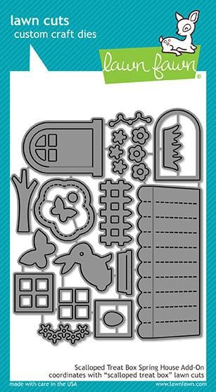 Lawn Fawn, Lawn Cuts Custom Craft Die, Scalloped Treat Box Spring House Add-On