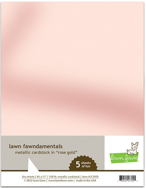 Lawn Fawn, Fawndamentals Metallic Cardstock, 8.5" x 11", Rose Gold, 5/pkg, 100 lbs