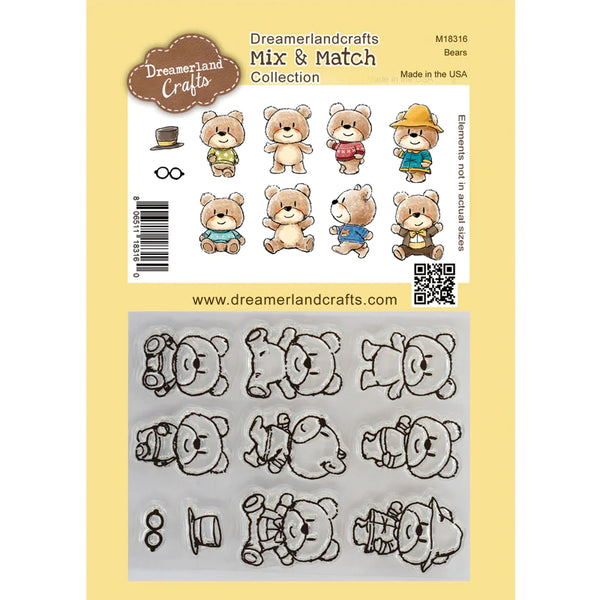 Dreamerland Crafts, Mix & Match Collection, Clear Stamps, Bears
