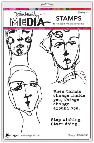 Dina Wakley Media Cling Stamps 6"X9", Change