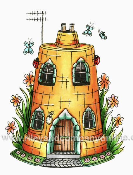 Riley & Company, Rubber Stamps, Mushroom Lane - Tall Clay Pot