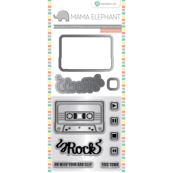 Mama Elephant Stamp & Die Set 4"X8", Mix Tape