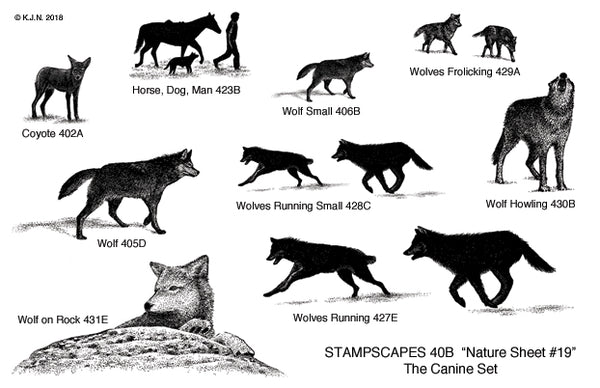 Stampscapes, Nature Sheet 19, The Canine Set, Cling Mounted Stamps
