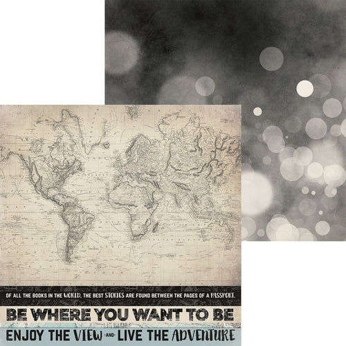 Kaisercraft, Just Landed Collection, 12"x12" Double-Sided Cardstock, World Map