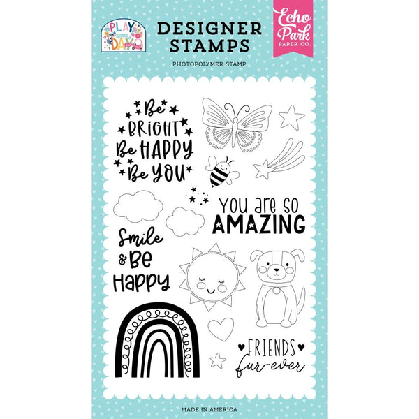 Echo Park, Play All Day, 4"x6" Stamps, Be Happy