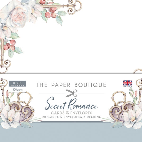 The Paper Boutique, 8" x 8" Cards and Envelopes Collection, Secret Romance (20 sets)