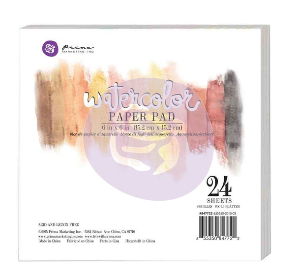 Prima, 6"x6" Watercolor Paper Pad 24pc 140lbs cold press