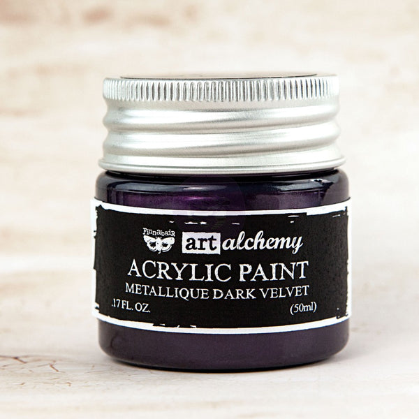 Prima, Finnabair Art Alchemy Acrylic Paint 1.7 Fluid Ounces, Metallique Dark Velvet