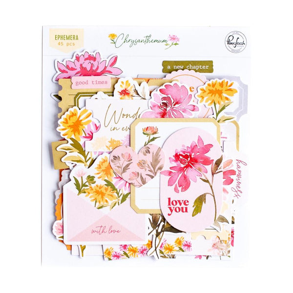 PinkFresh Cardstock Die-Cuts Ephemera Pack, Chrysanthemum