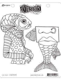 Ranger Dylusions - Fish Face Cling Stamps - Scrapbooking Fairies