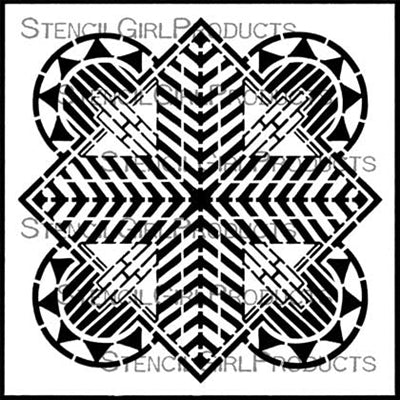 Stencil Girl, Art Deco Sun Medallion, 6"x6" Stencil, Designed by Gwen Lafleur
