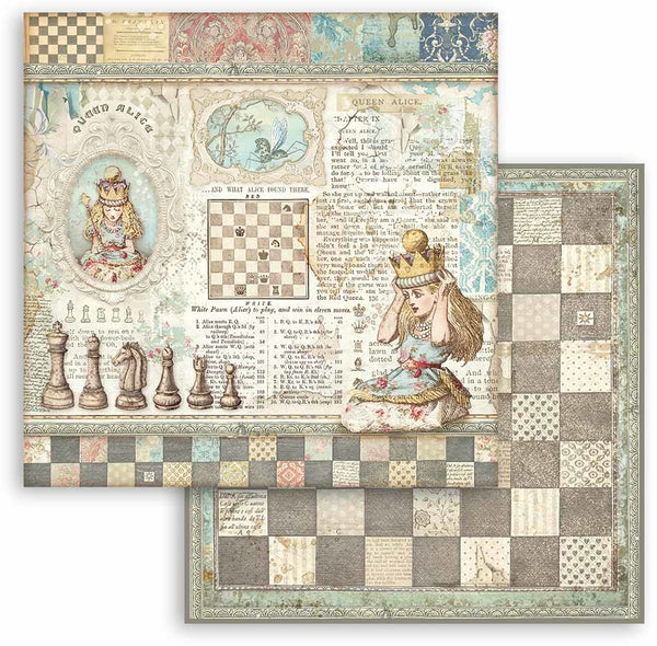 Stamperia Double-Sided Cardstock 12"X12", Alice  Alice Through The Looking Glass - Queen Alice