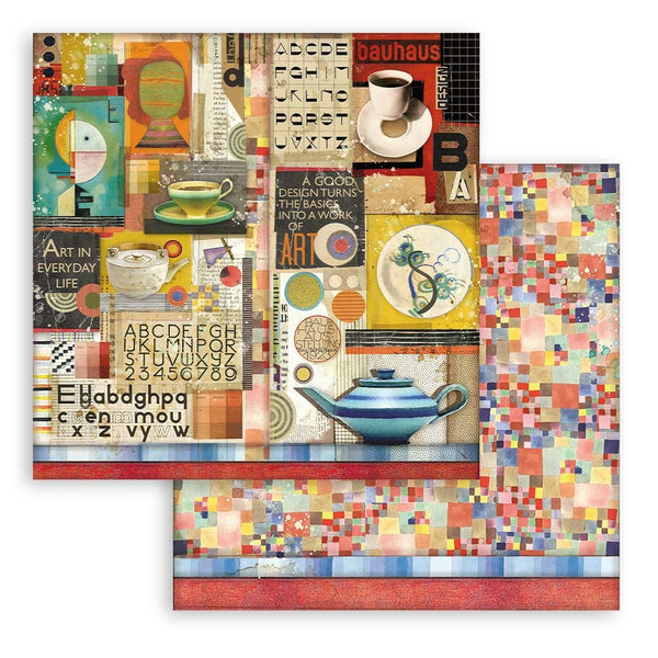 Stamperia Double-Sided Cardstock 12"X12", Cups, Bauhaus