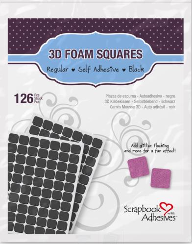 3L Scrapbook Adhesive, 3D Foam Squares, Black, Permanent (126 pcs)