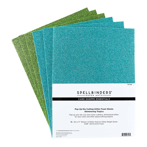 Spellbinders Glitter Foam Sheets 8.5"X11", Shimmering Tropics, Bright Green (Sold Individually)