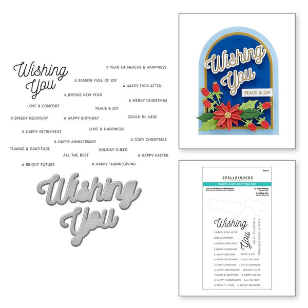 Spellbinders Stamp & Die Set, Lots Of Wishing You Sentiments, Tinsel