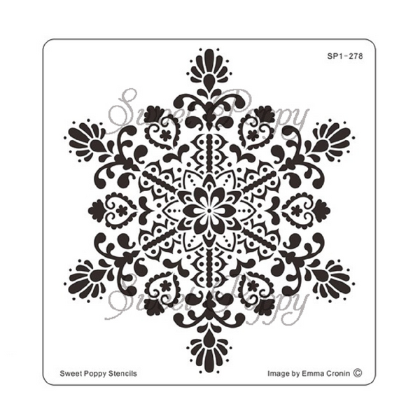 Sweet Poppy Stencil, Mehndi Snowflake, Stainless Steel