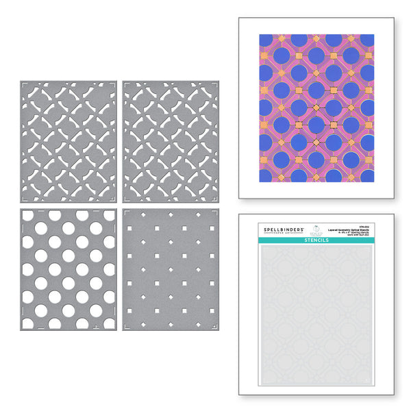 Spellbinders, Stencil Set, Sealed by Spellbinders - Layered Geometric Optical (STN-032)